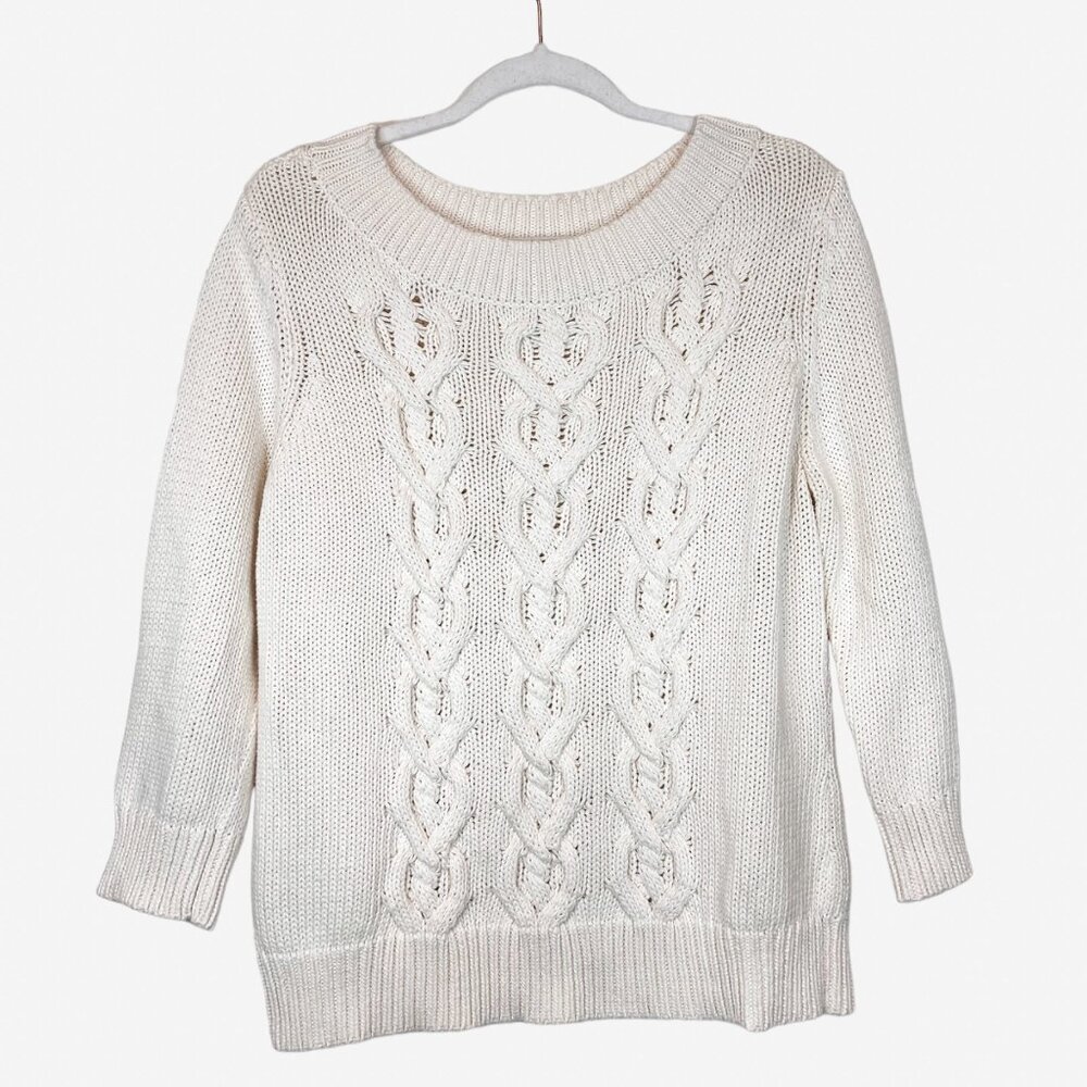 Talbots Sweater XL Chunky Cable Knit Round Neck Womens Pullover Size Extra Large - Picture 4 of 11